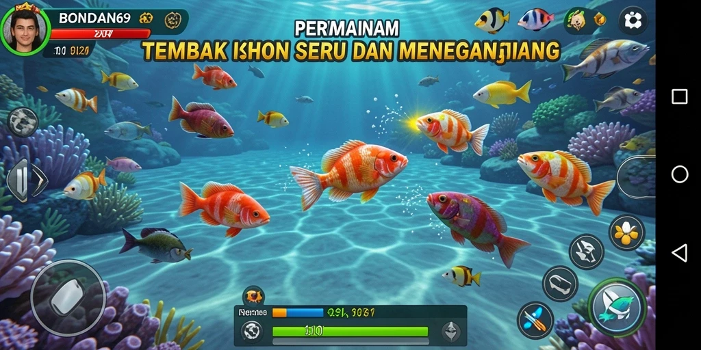 Tampilan gameplay BONDAN69 dengan aksi menembak ikan.