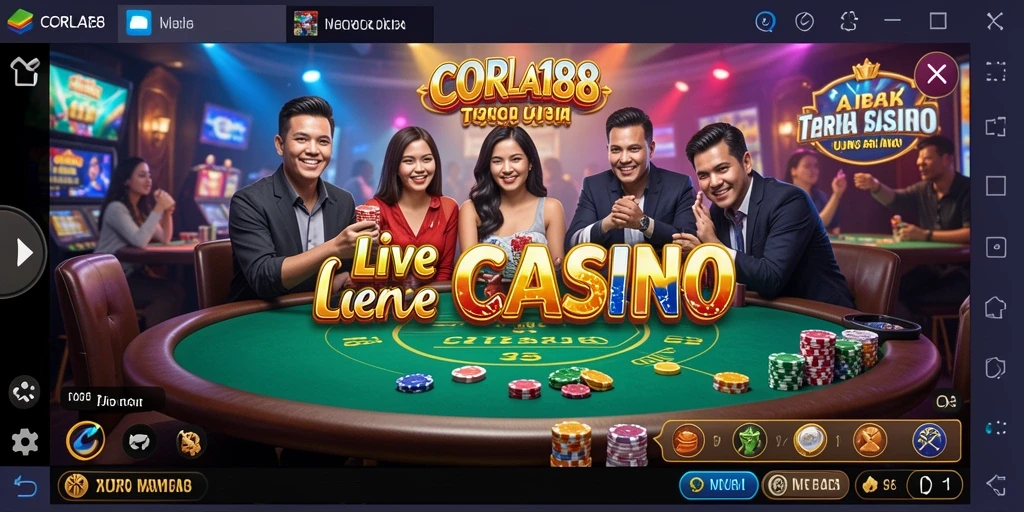 Screenshot gameplay CORLA188 menampilkan dealer live dan pemain aktif.