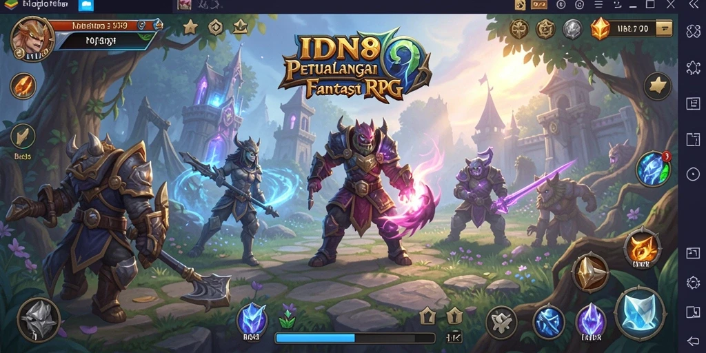 Tangkapan layar menunjukkan karakter beraksi di battlefield penuh warna.