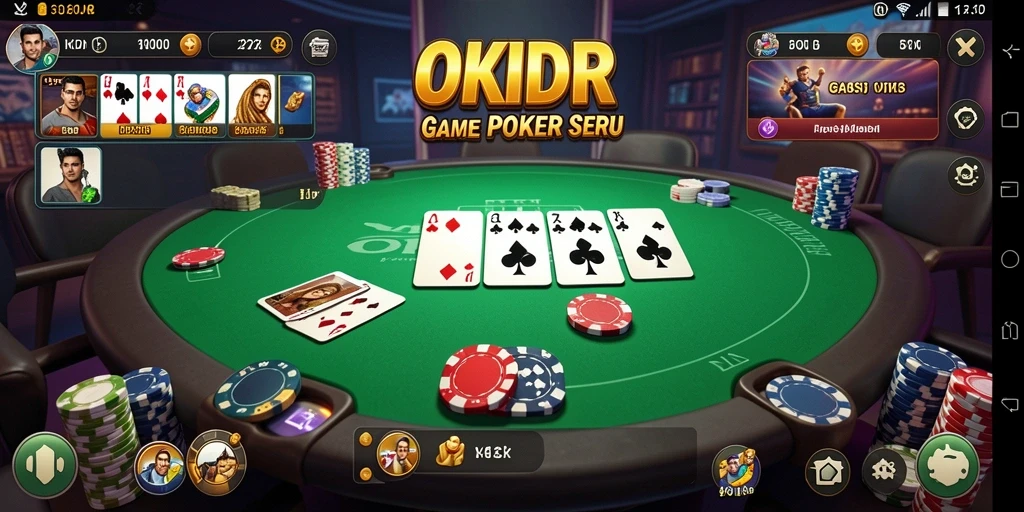 Tampilan gameplay seru di OKIDR dengan berbagai variasi poker.
