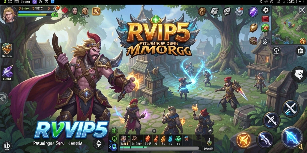 Gameplay RPVIP5 yang penuh aksi dalam dunia MMORPG.